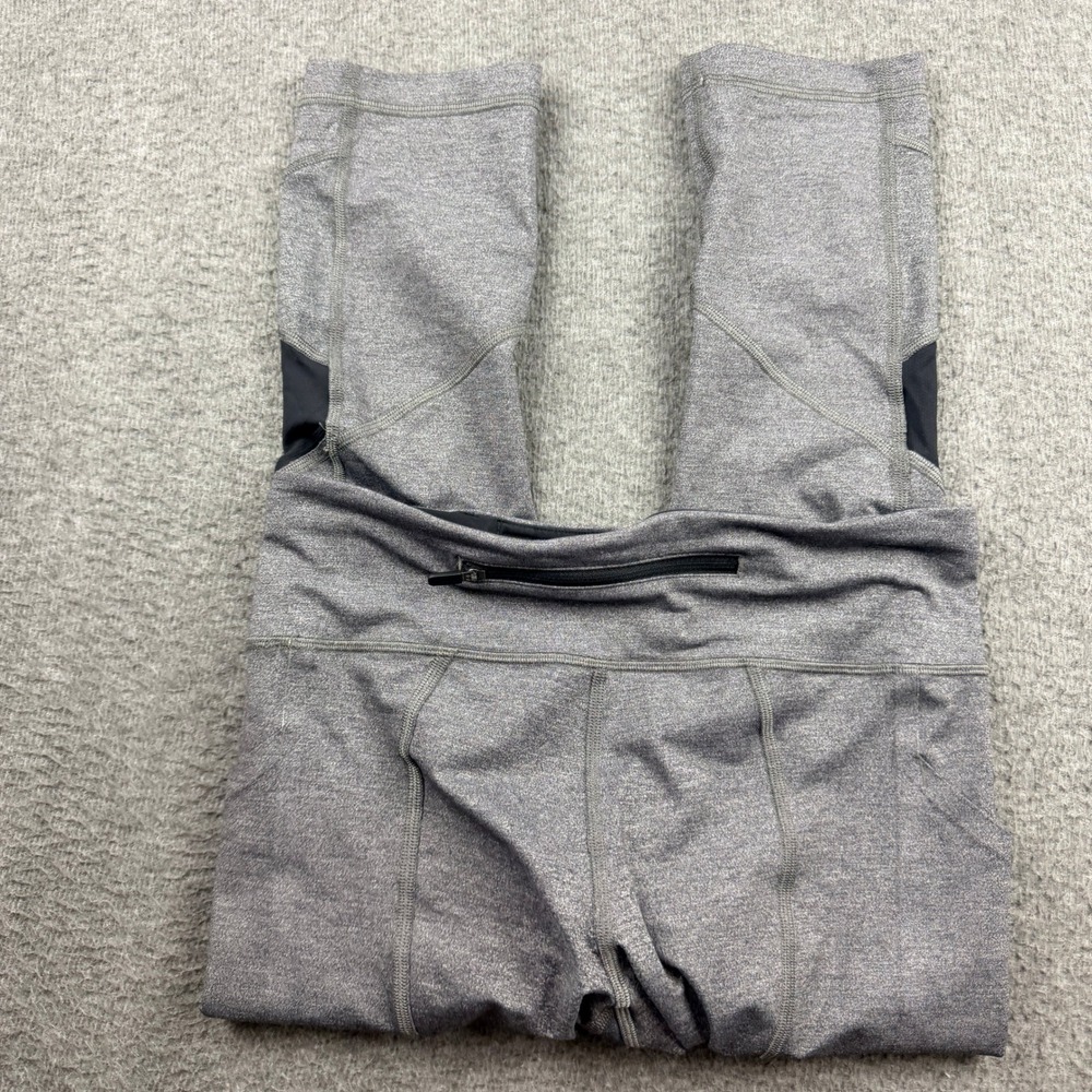 Lululemon Pace Rival Crop Leggings Heathered Gray Black Mesh Size 6 W6AG1S